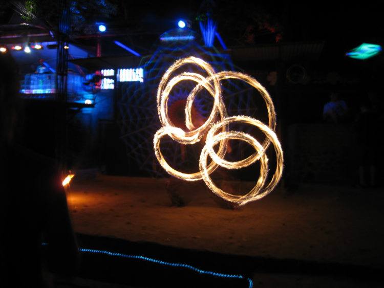 Fire dancer at Half Moon Party on Koh Phangan, Thailand