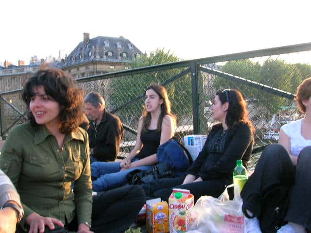 Enjoying a late summer picnic on the Pont des Arts