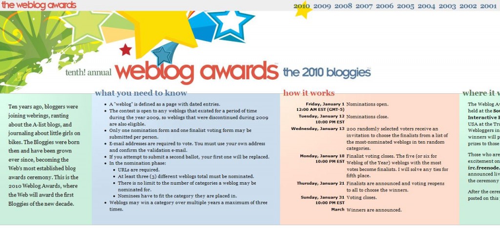 2010 Weblog Awards 2010 Weblog Awards