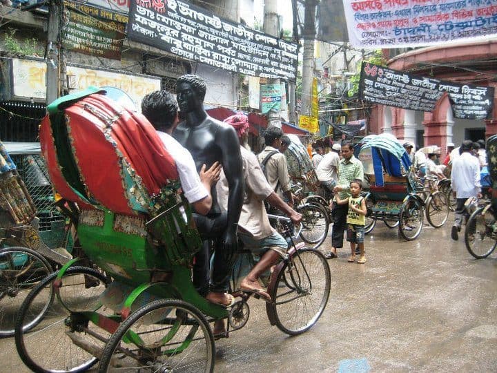 Rickshaws are a daily part of traffic in Dhaka.