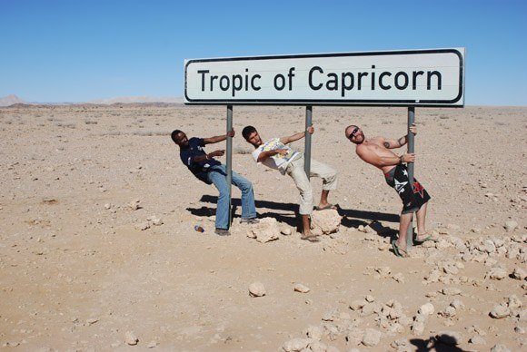 Tropic of Capricorn in Namibia Cause for celebration - reaching the Tropic of Capricorn in Namibia