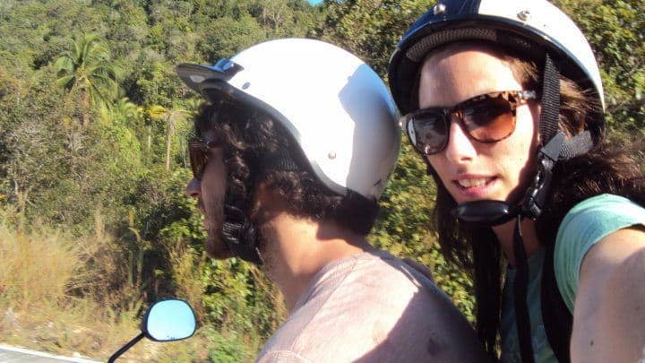 The author and her boyfriend riding safely on their scooter. The author and her boyfriend riding safely on their scooter.