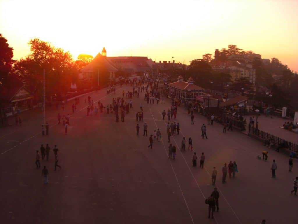 Shimla at sundown The Shimla Mall at sundown