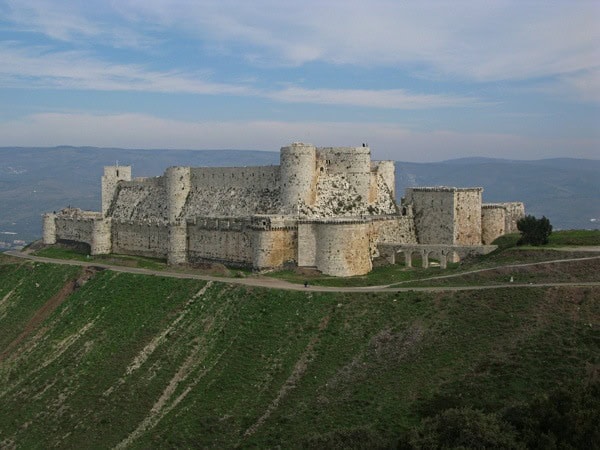 Crusader castle at Krak des Chevalier in Syria Crusader castle at Krak des Chevalier in Syria