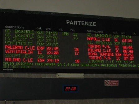 Partenze Clicker Board Main board, no train for Torino.