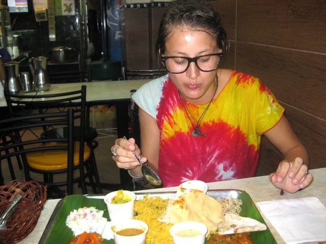 Enjoying the food in Little India.