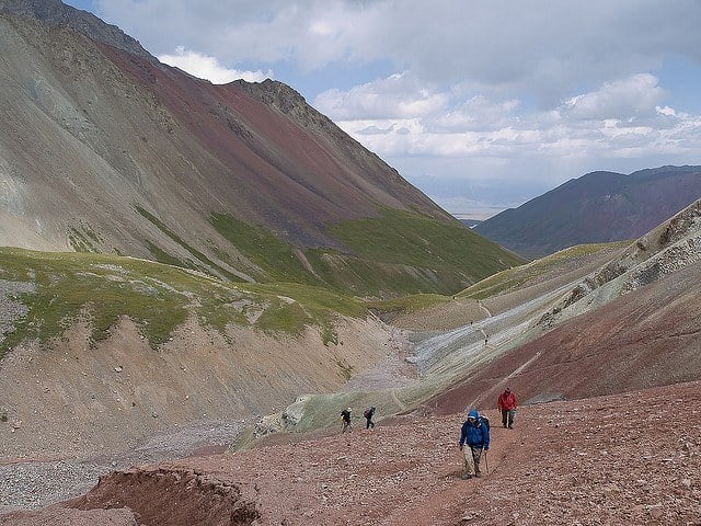 Trekking towards Lenin Peak base camp. (photo by gusjer)