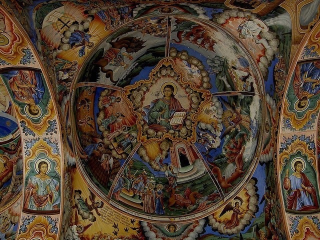 Rila Monastery Painted fresco inside Rila Monastery