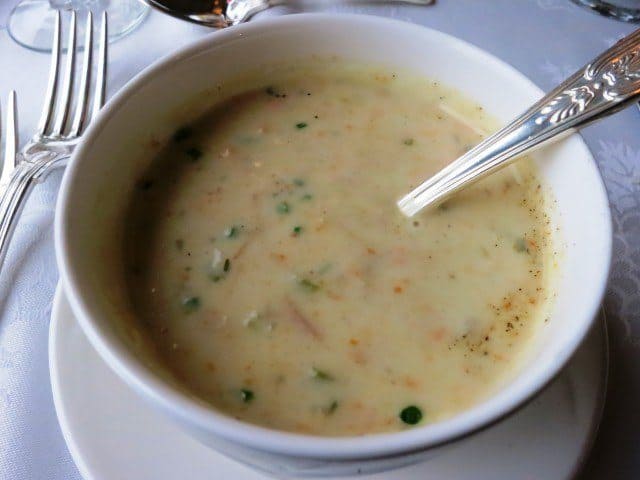 Chowder The first course, a delicious chowder.