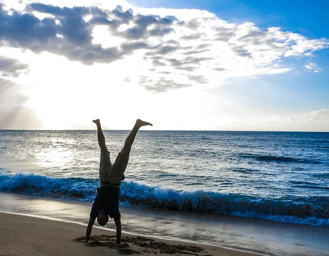 Handstand at sunset Handstand at sunset