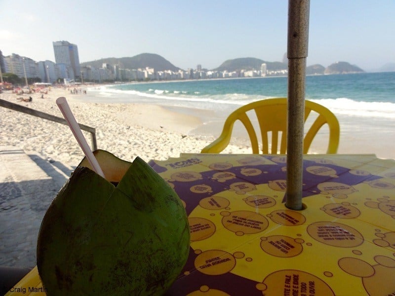Drinking from a coconut on Copacabana (photo: Craig Martin)