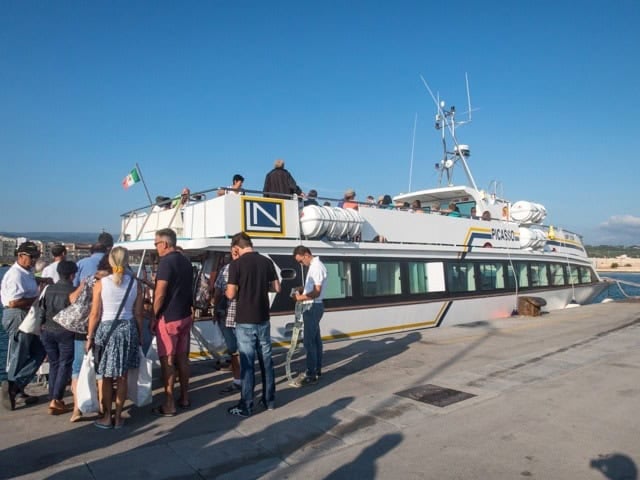 Boarding the Picasso ferry in Vieste's harbor