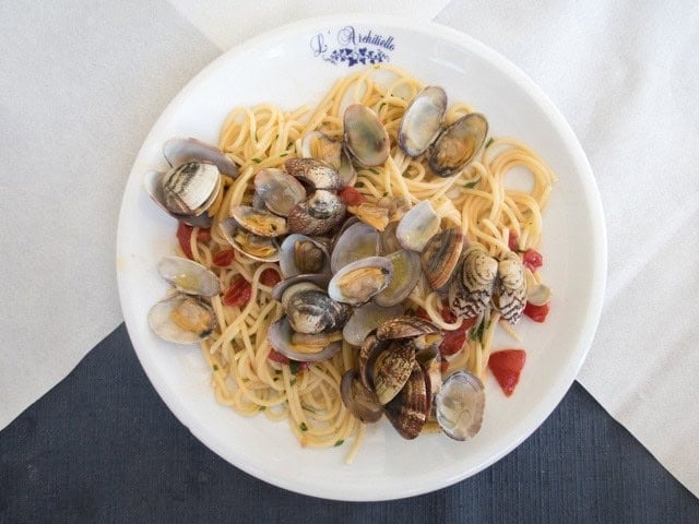 Pasta with clams in the Tremiti Islands.