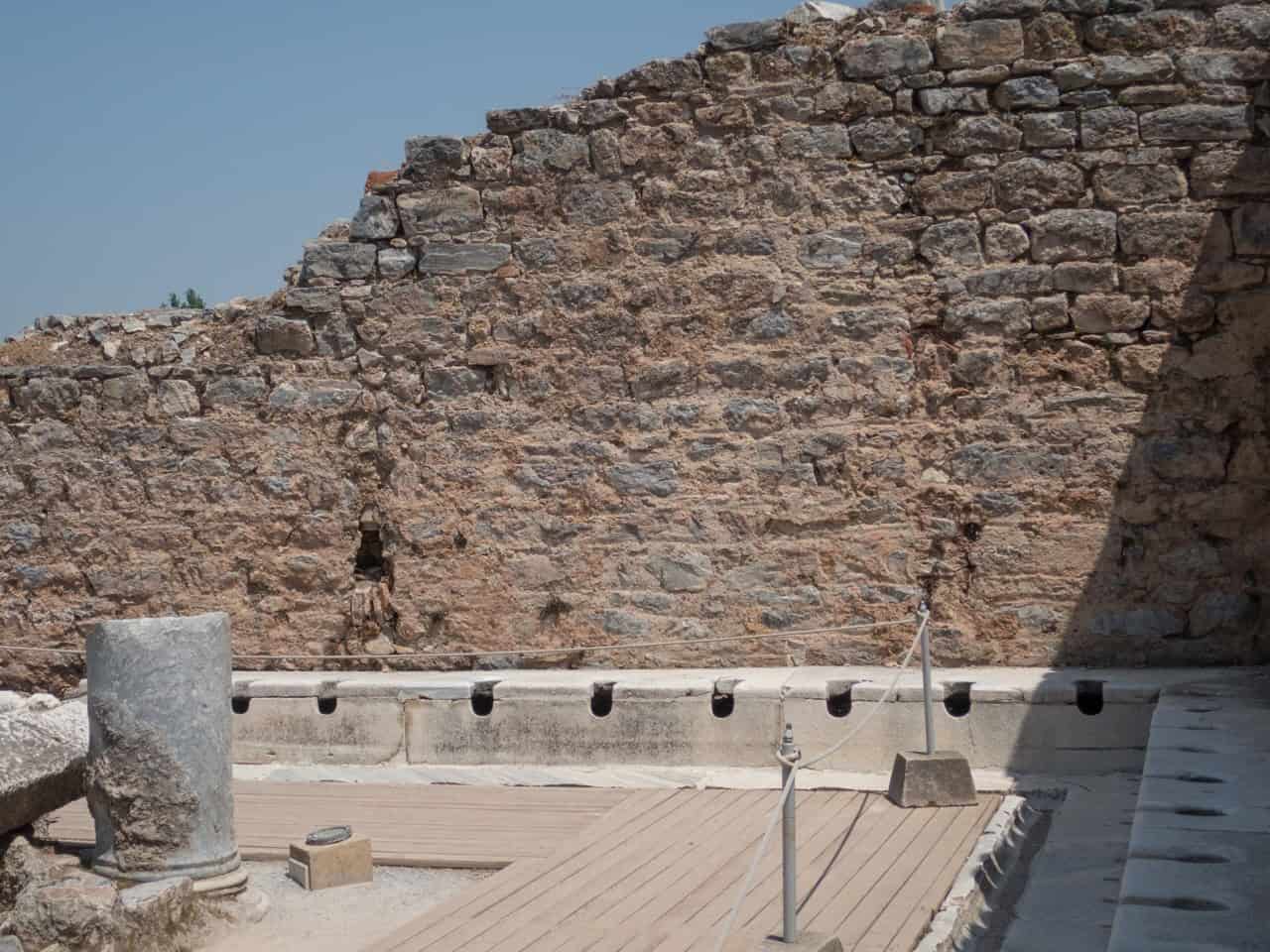 Ancient toilets at Ephesus.