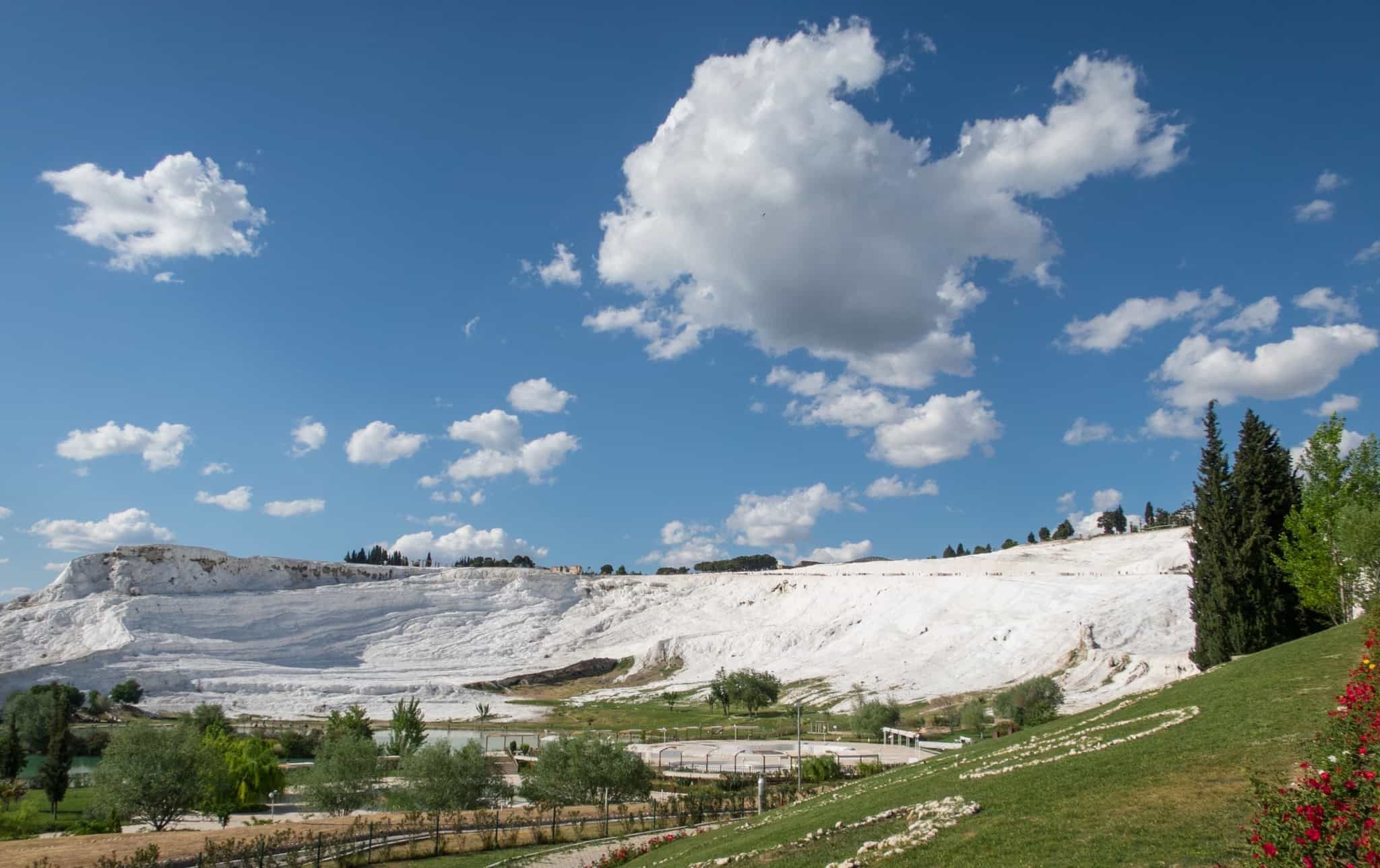 Pamukkale cotton castle from a distance.