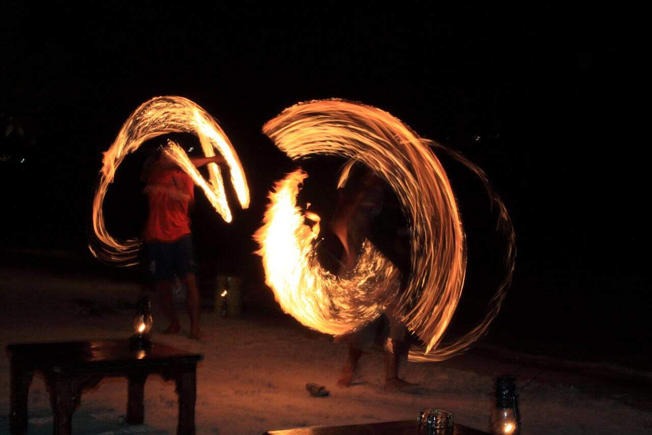 Koh Tao attractions include fire shows on the beach