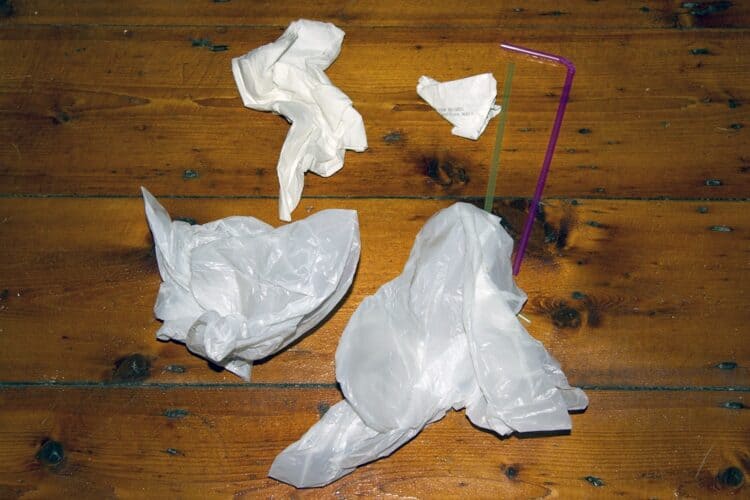 Rubbish accumulated from a few hours out and about.