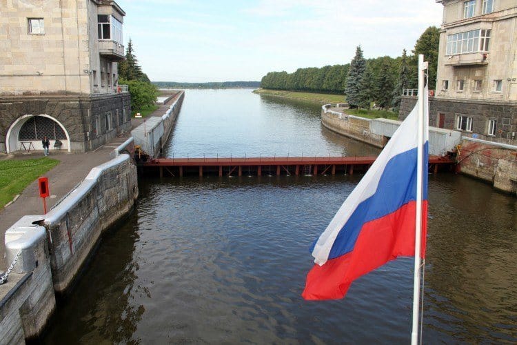 Lock on Volga River in Russia