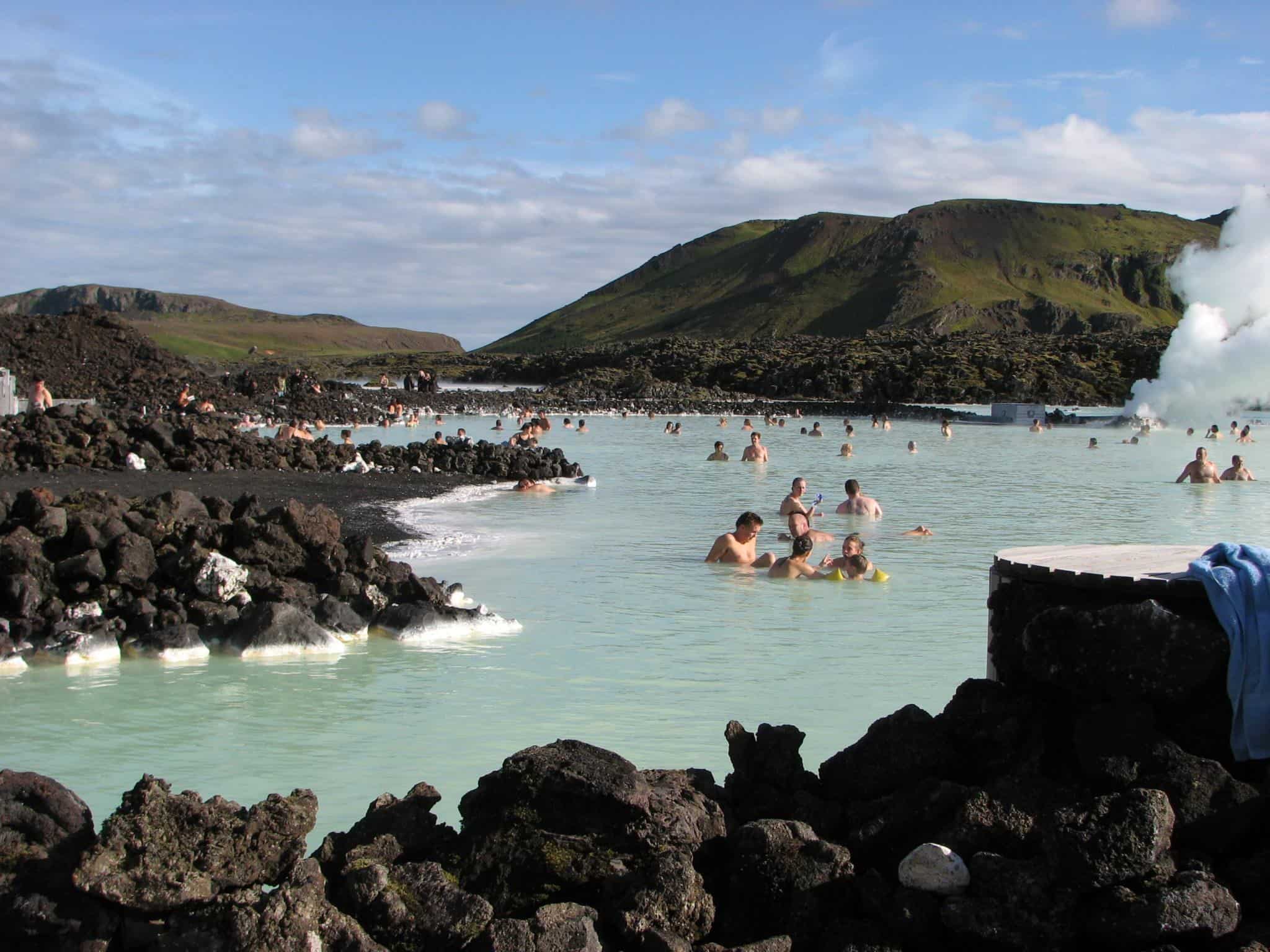 People bathing in the Blue Lagoon, one of the most interesting places to visit in Iceland (photo: Heather R)