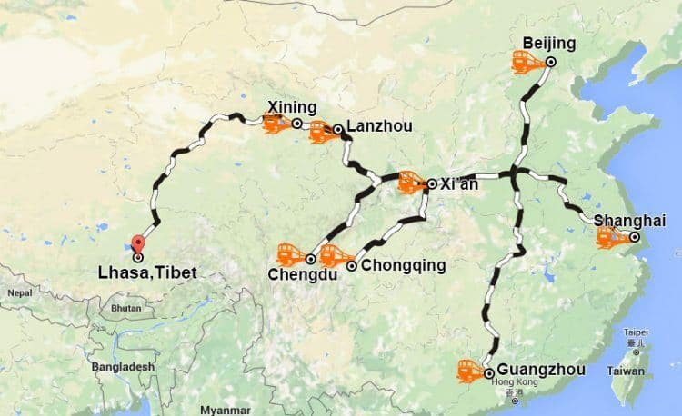 how to get to Tibet from China