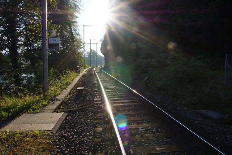 Sun dappled train tracks in Switzerland (Credit: Patrick Finnegan)