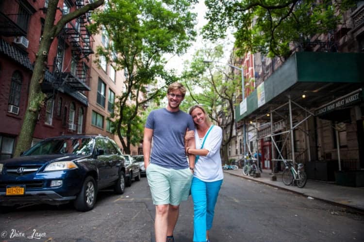 Re-creating the Bob Dylan photo for The Freewheelin' cover (photo: Brian Lauer)