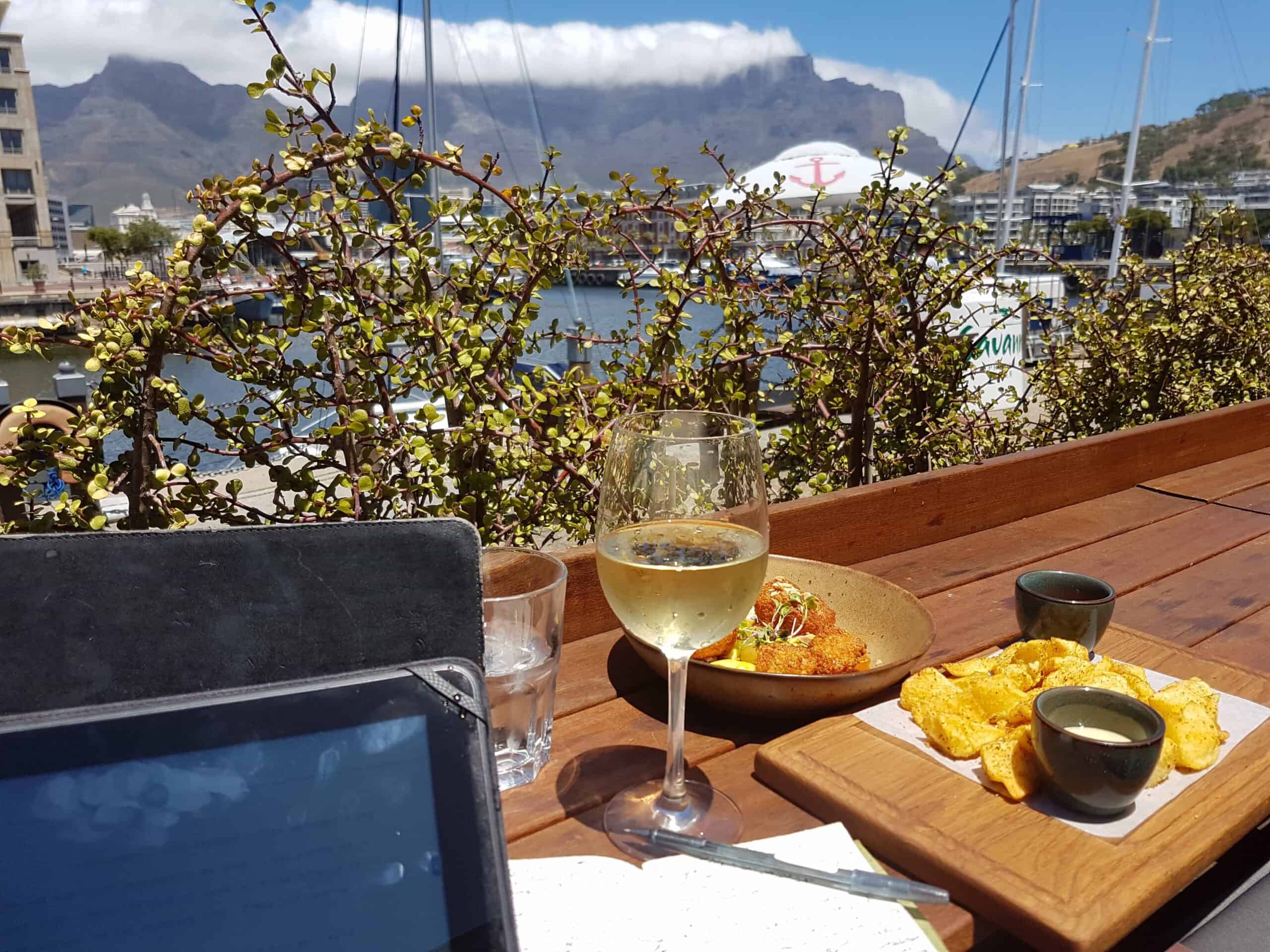 A working lunch looking over Table Mountain in Cape Town, South Africa