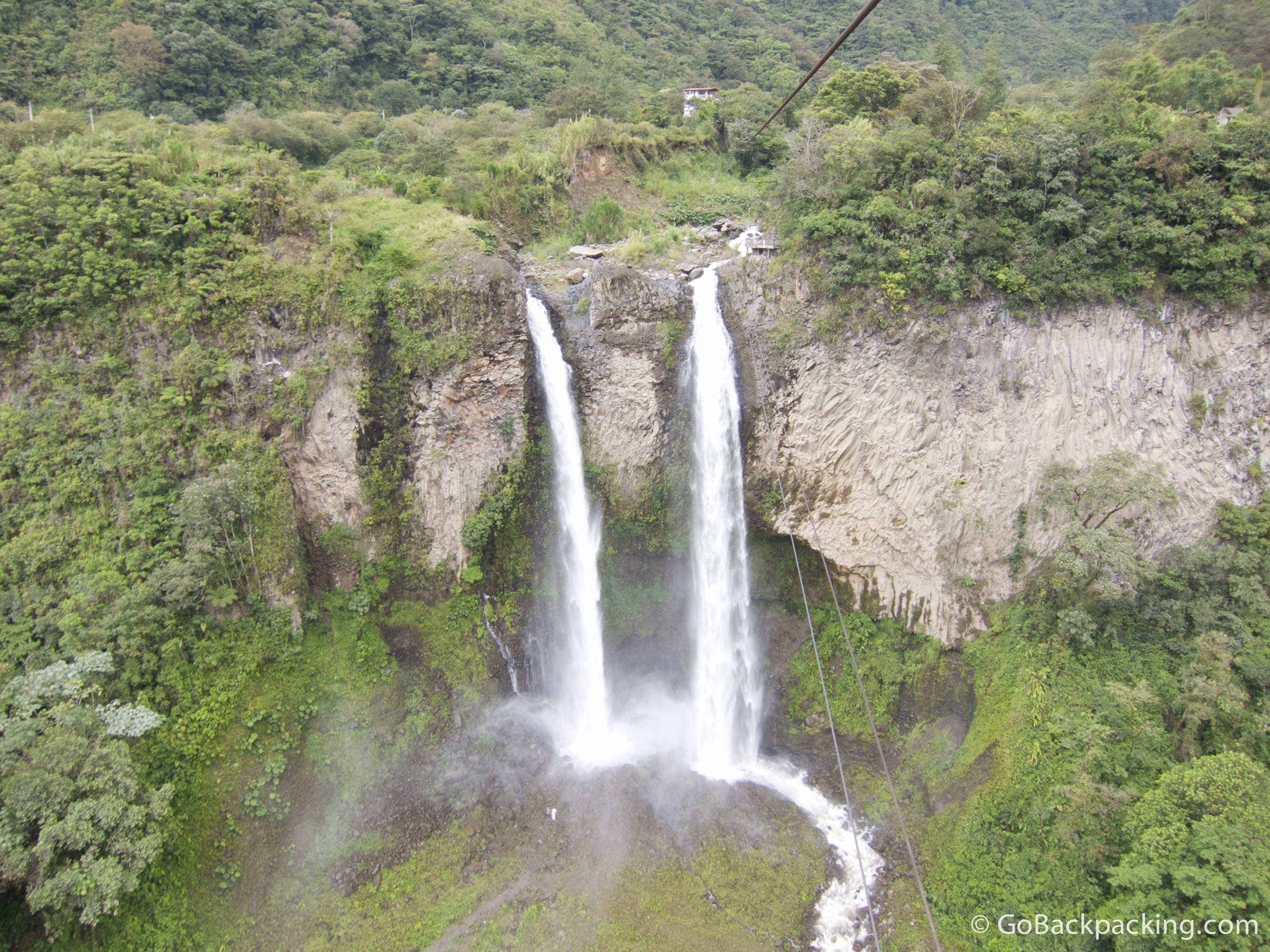 Manto de la Novia is a favorite stop on the Ruta de las Cascadas, a fun way to see waterfalls while visiting Banos.