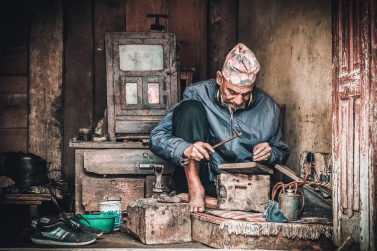 Man working in Kathmandu, Nepal