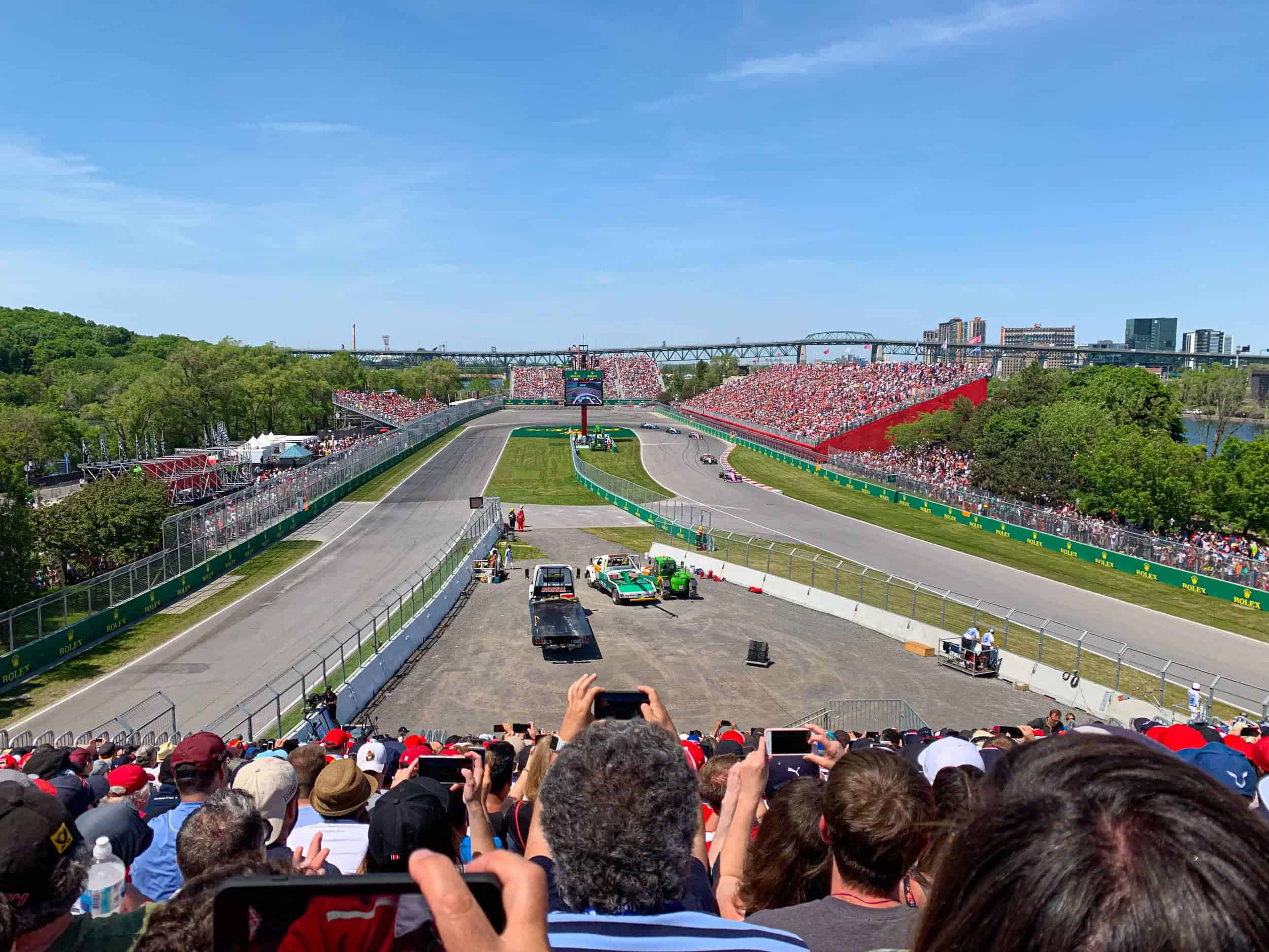 View from Grandstand 34, inside the hairpin curve at Turn 10.