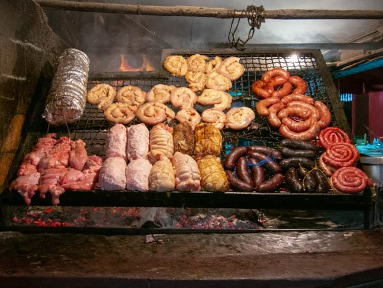 Asado with sausages & sweetbreads at Mercado del Puerto