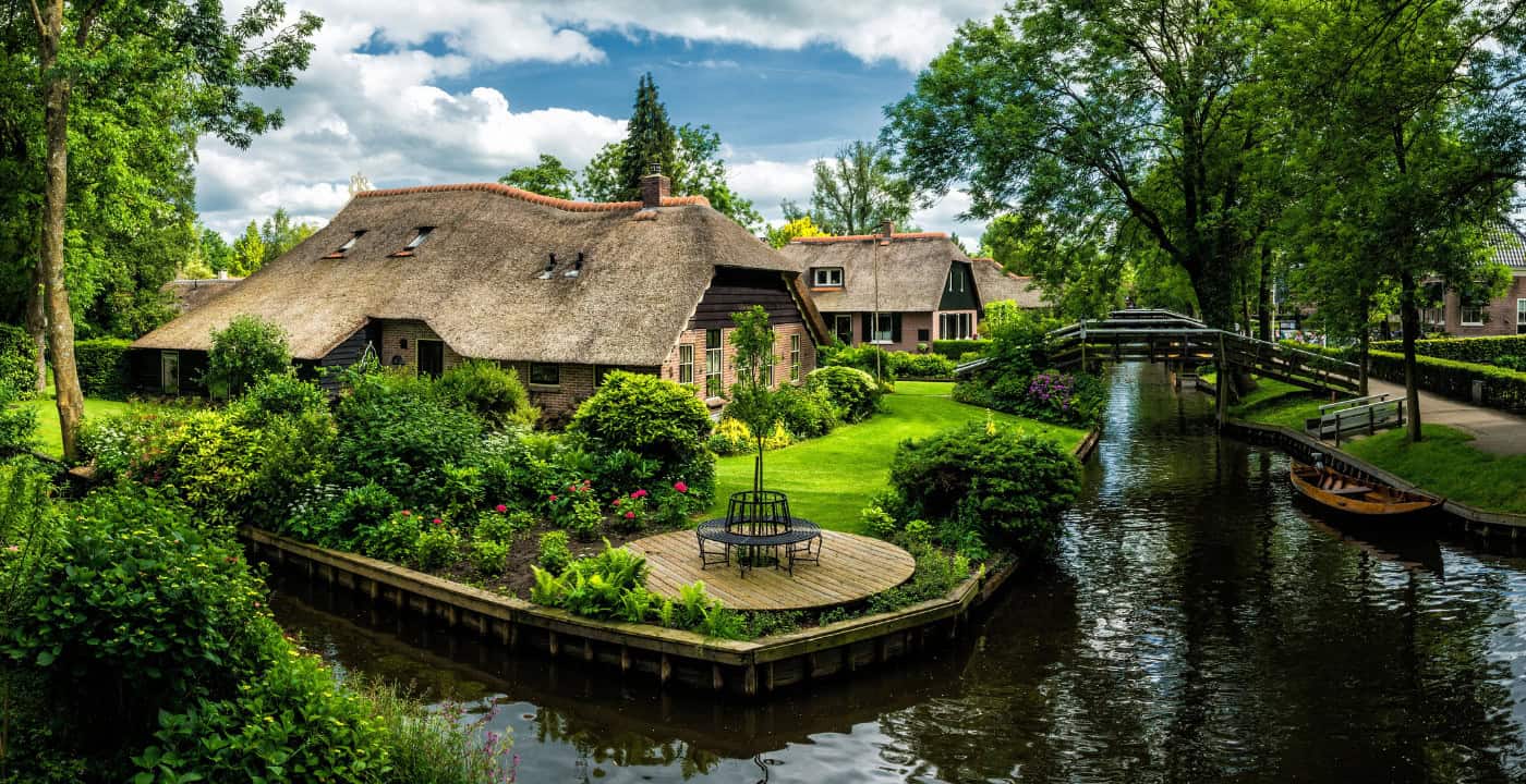 Giethoorn is one of several scenic villages in the Netherlands