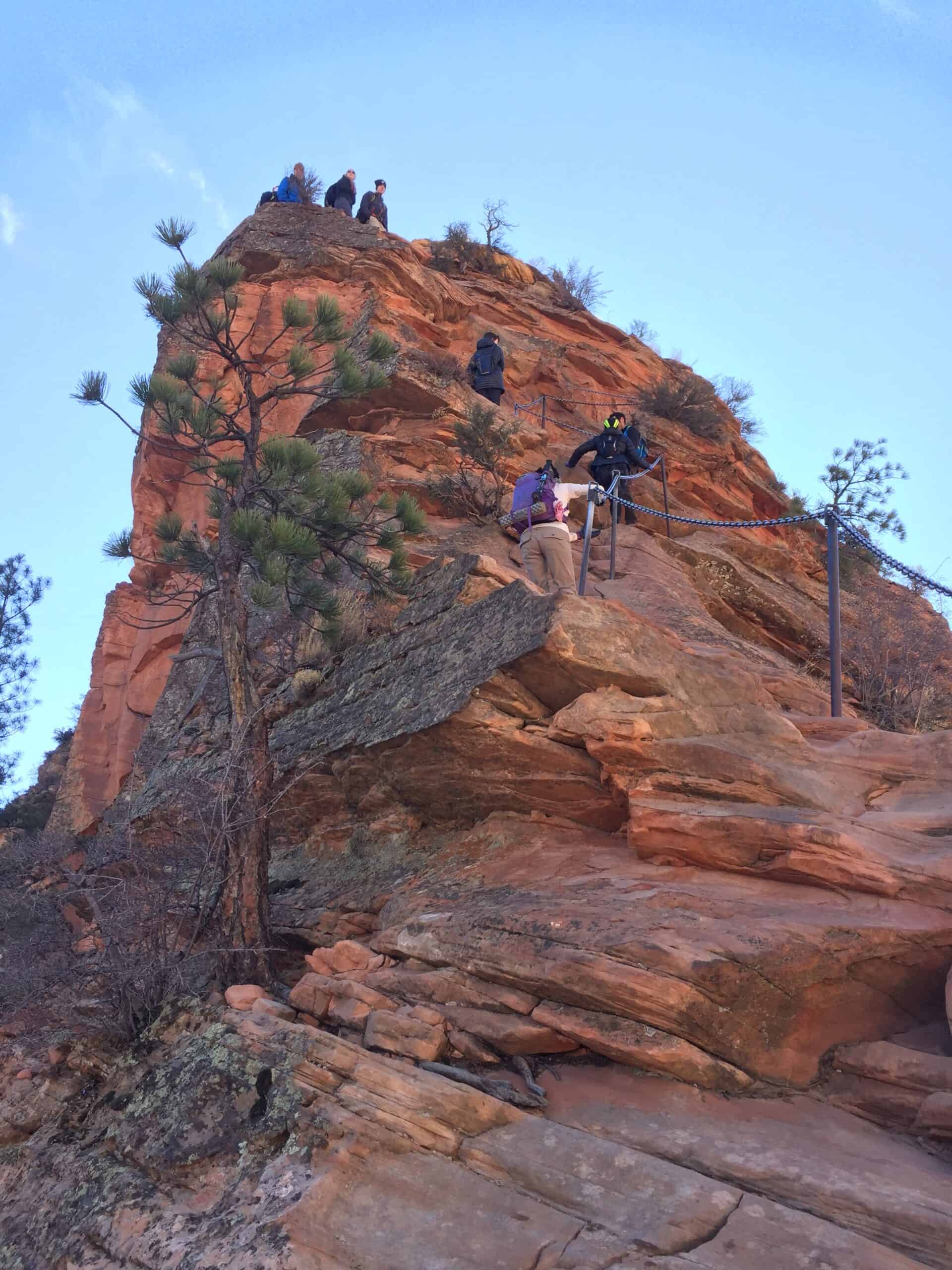 Hiking Angels Landing in Zion National Park, Utah.
