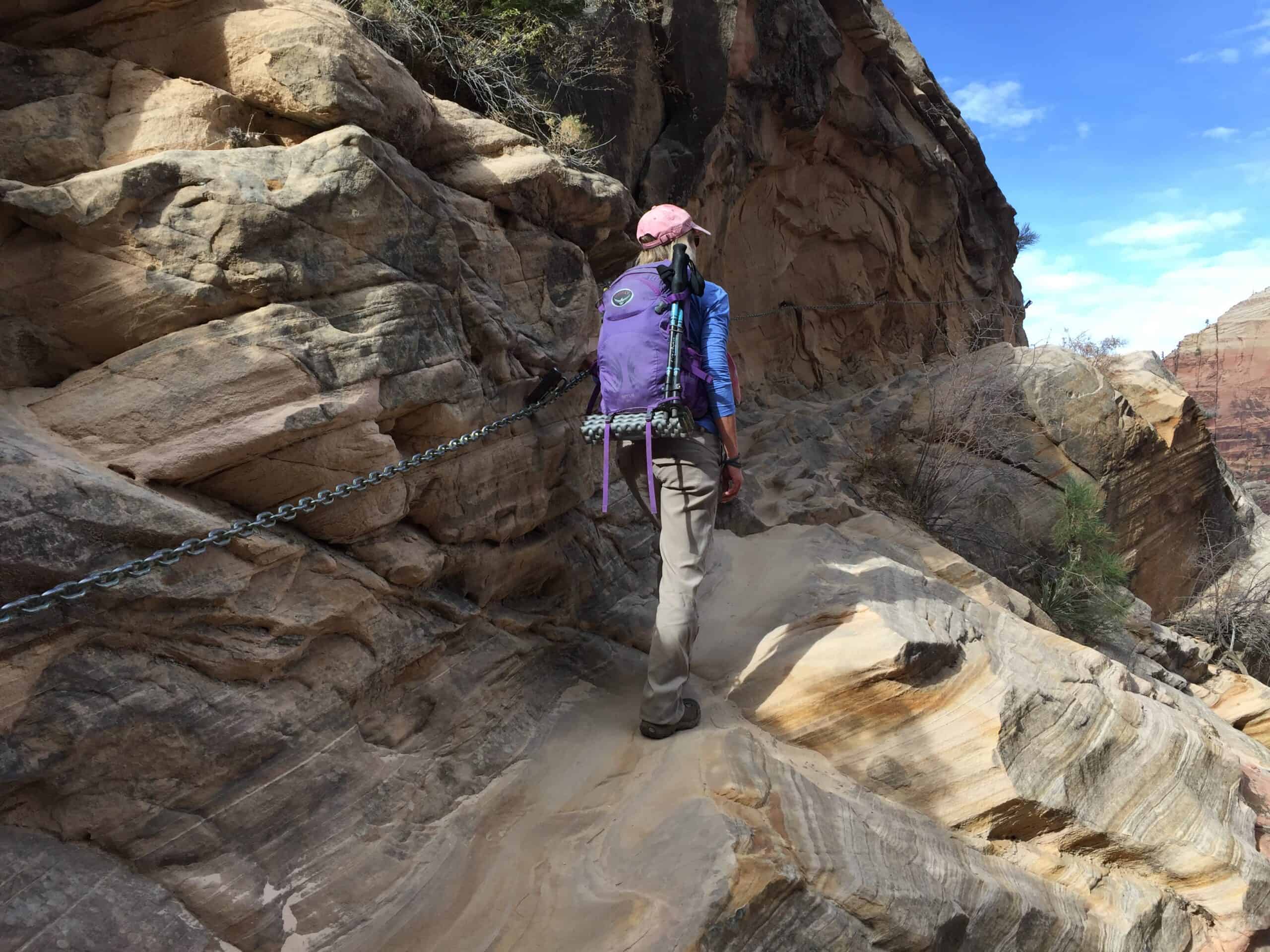 Climbing steep sections of Hidden Canyon Trail.