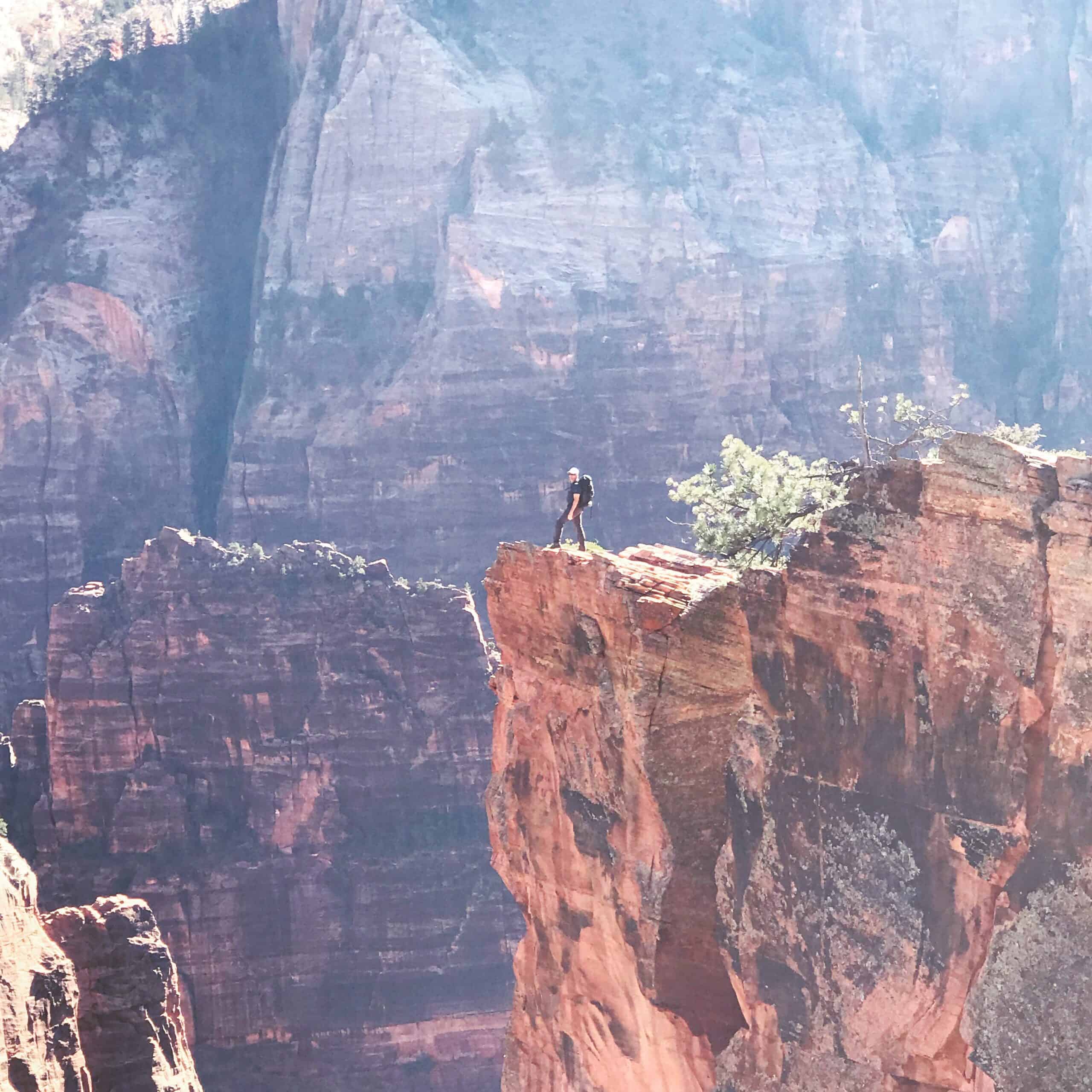 Sheer drops on Angels Landing.