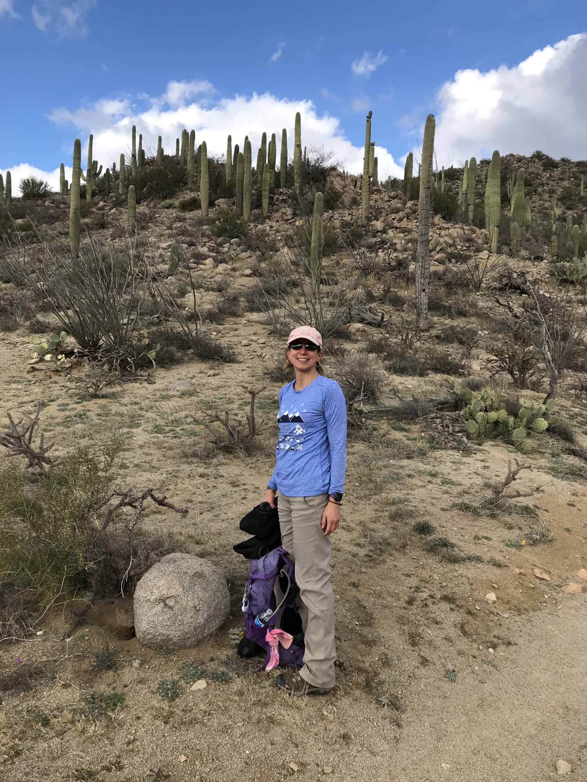 CT standing under Amole Peak in Saguaro NP