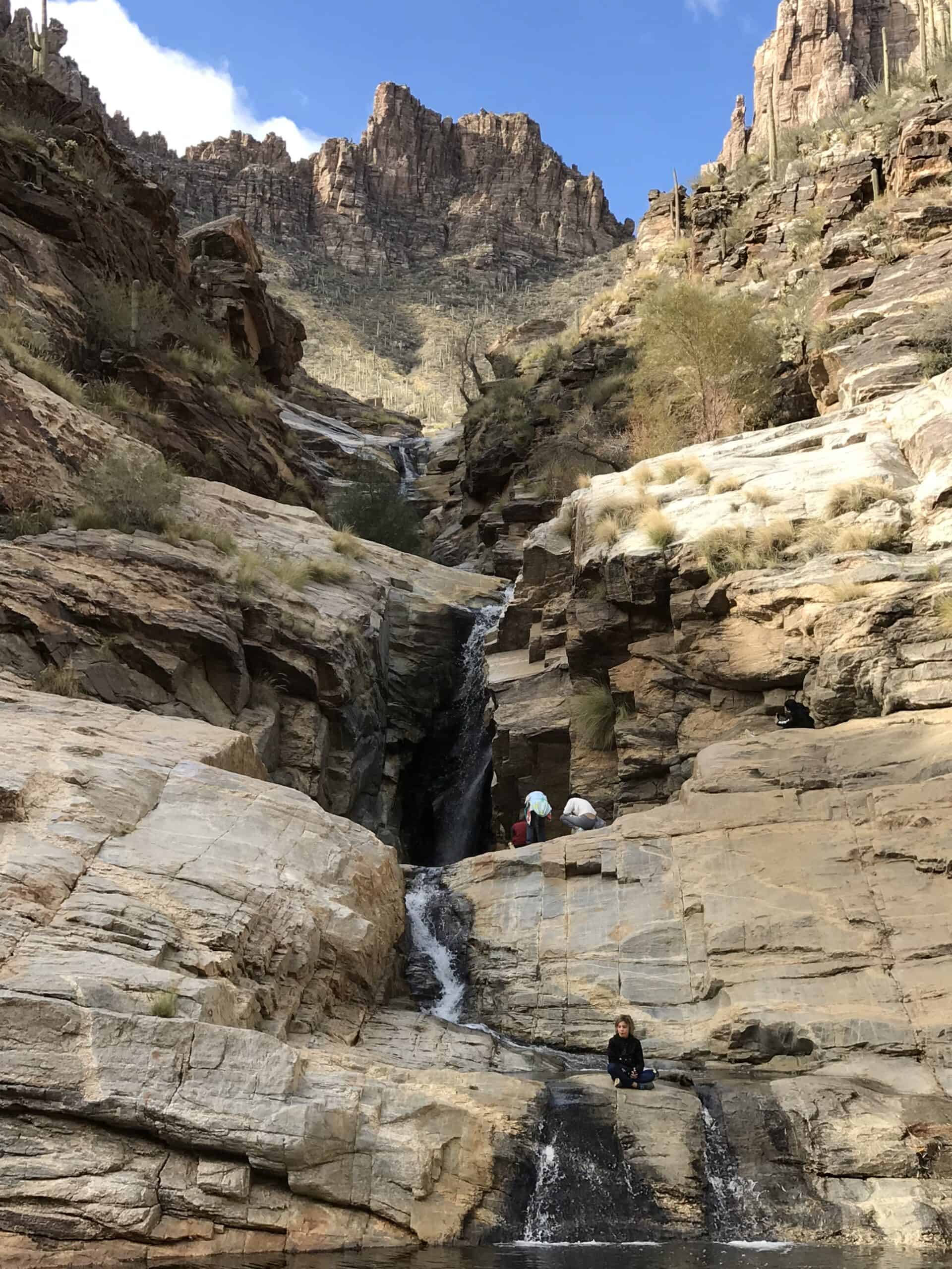 Waterfalls and pools in Bear Canyon, Saguaro National Park