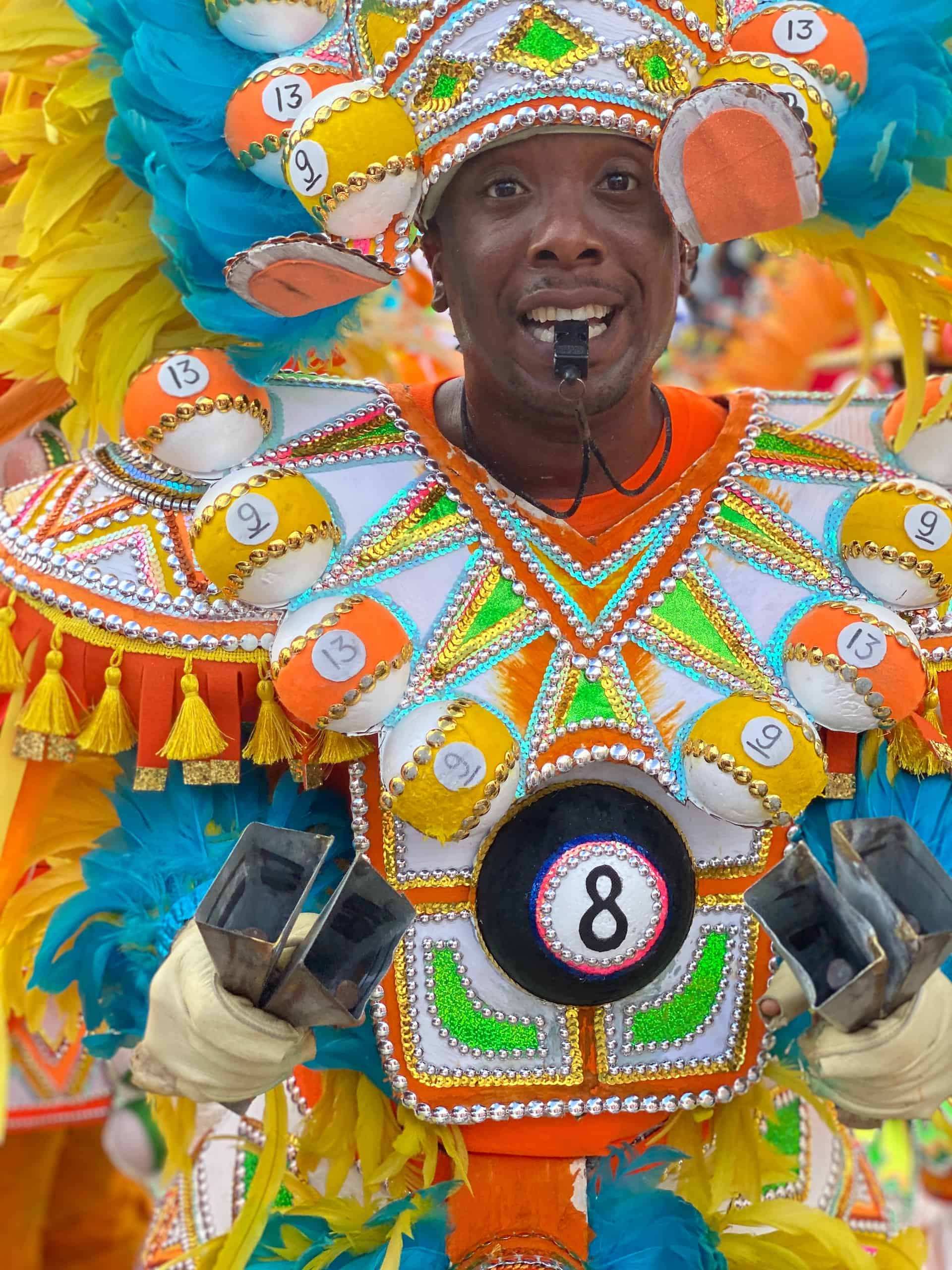A man dressed up for Junkanoo (photo: Kristin Whylly)