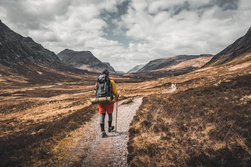 A backpacker walking the West Highland Way in Scotland (photo: Krisjanis Mezulis)