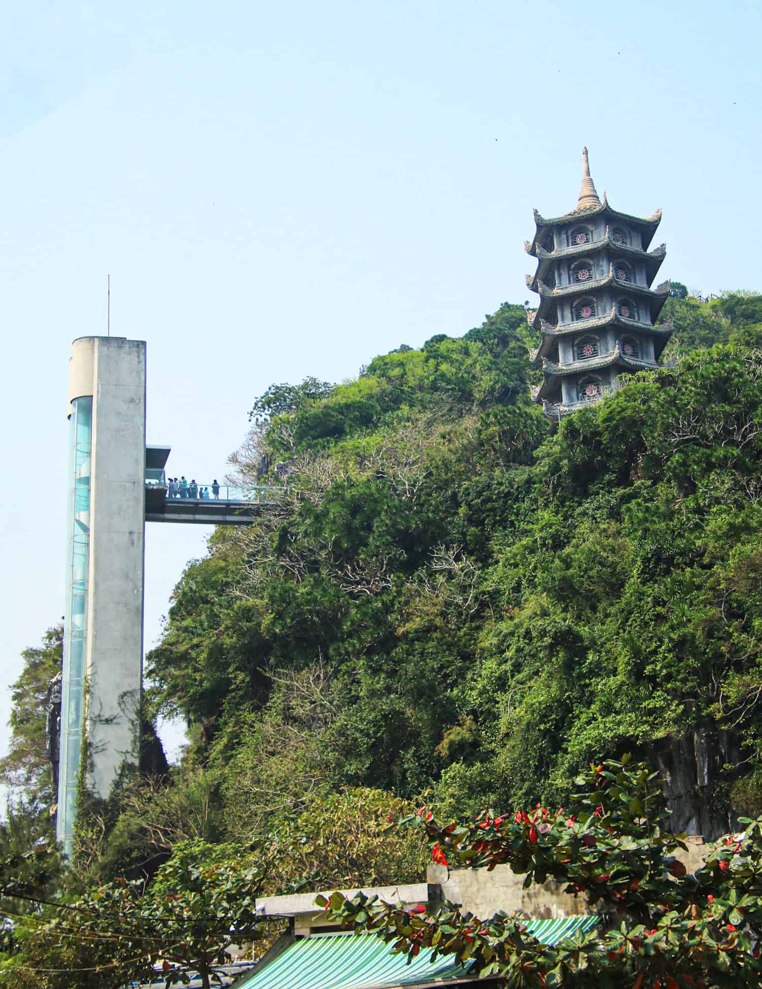 Elevator and Xa Loi Tower at Water Mountain