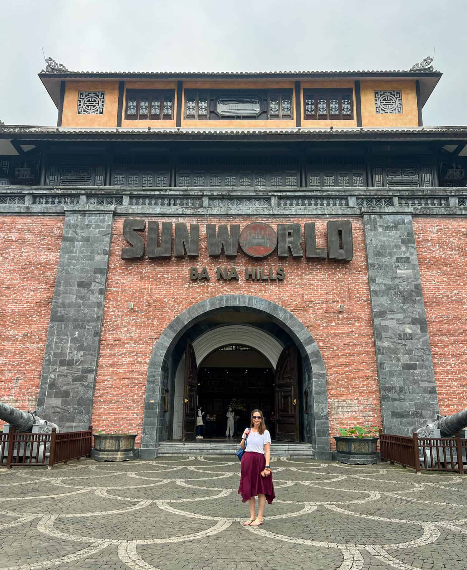 Kel at the entrance to Sun World in Ba Na Hills, Vietnam (photo by Dave Lee)