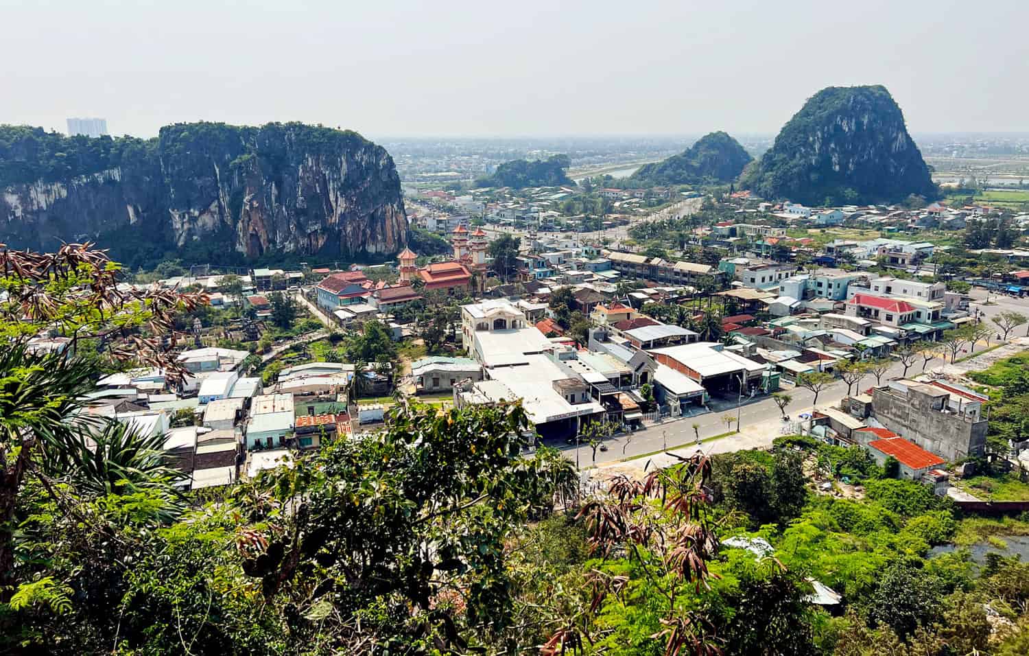 View of Marble Mountains from Dai Vong Giang on Water Mountain
