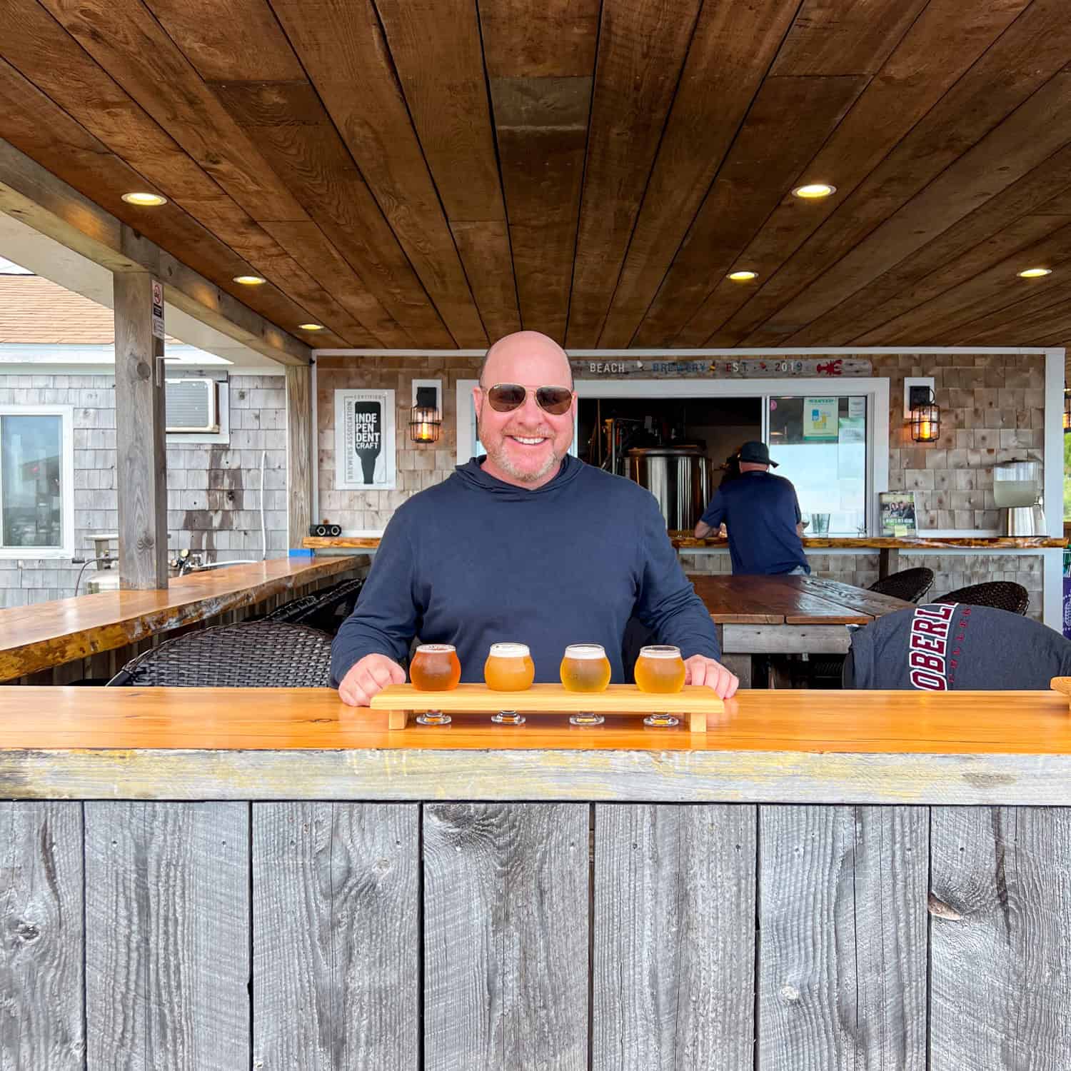 Beer tasting at Waterman's Beach Brewery in Central Maine