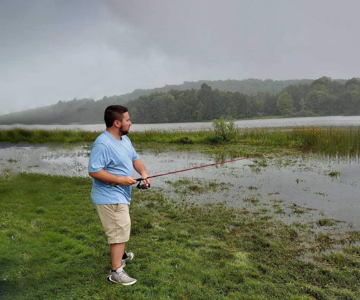 The author fishing along the Appalachian Trail in Pennsylvania.