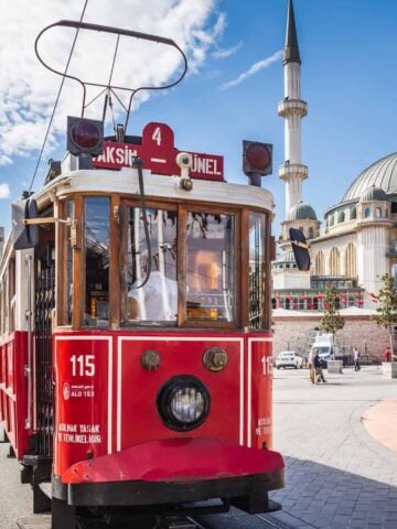 Tram at Taksim Square (photo: RuslanKaln).