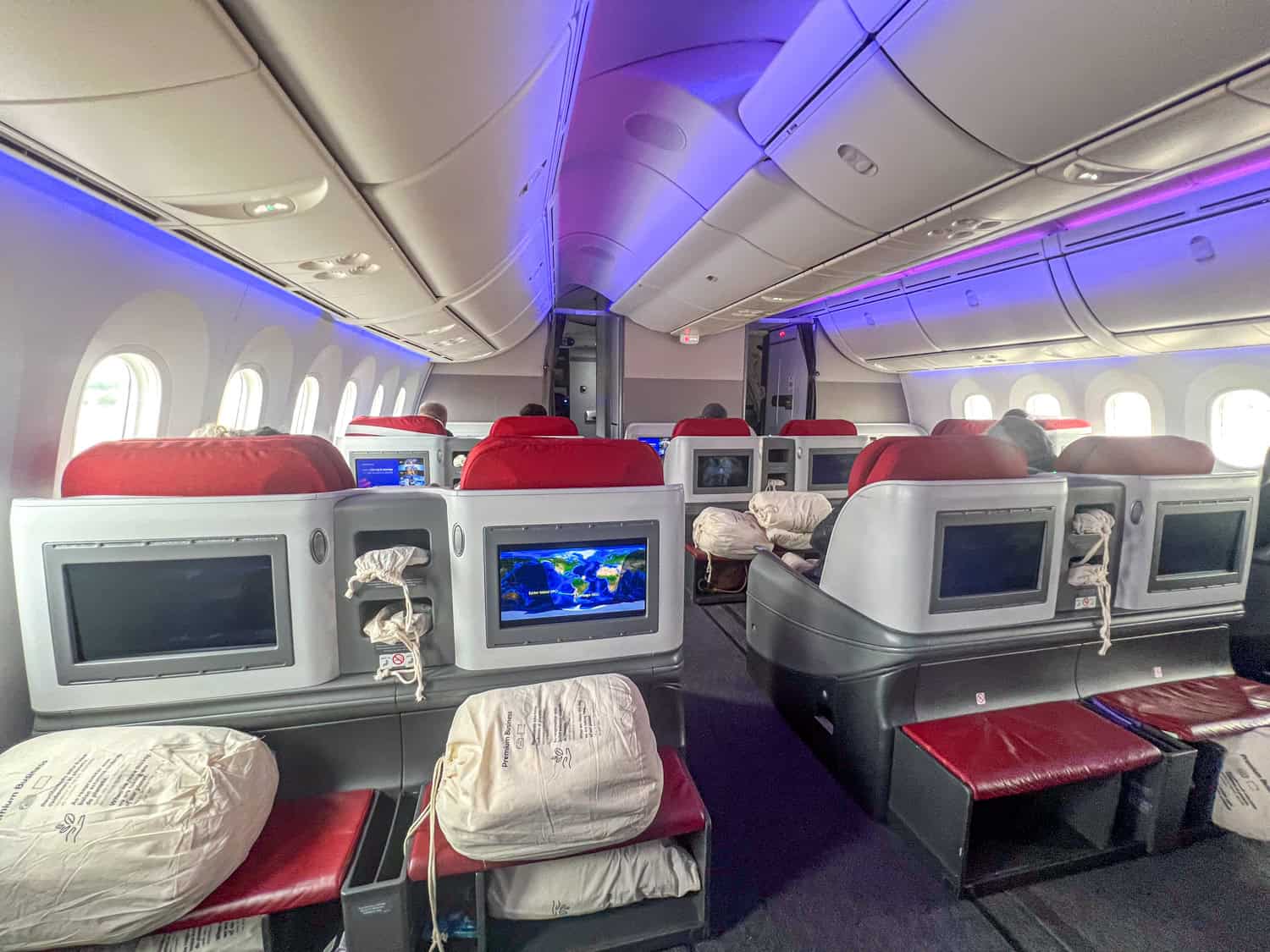 View of the business class cabin from my seat (3C).