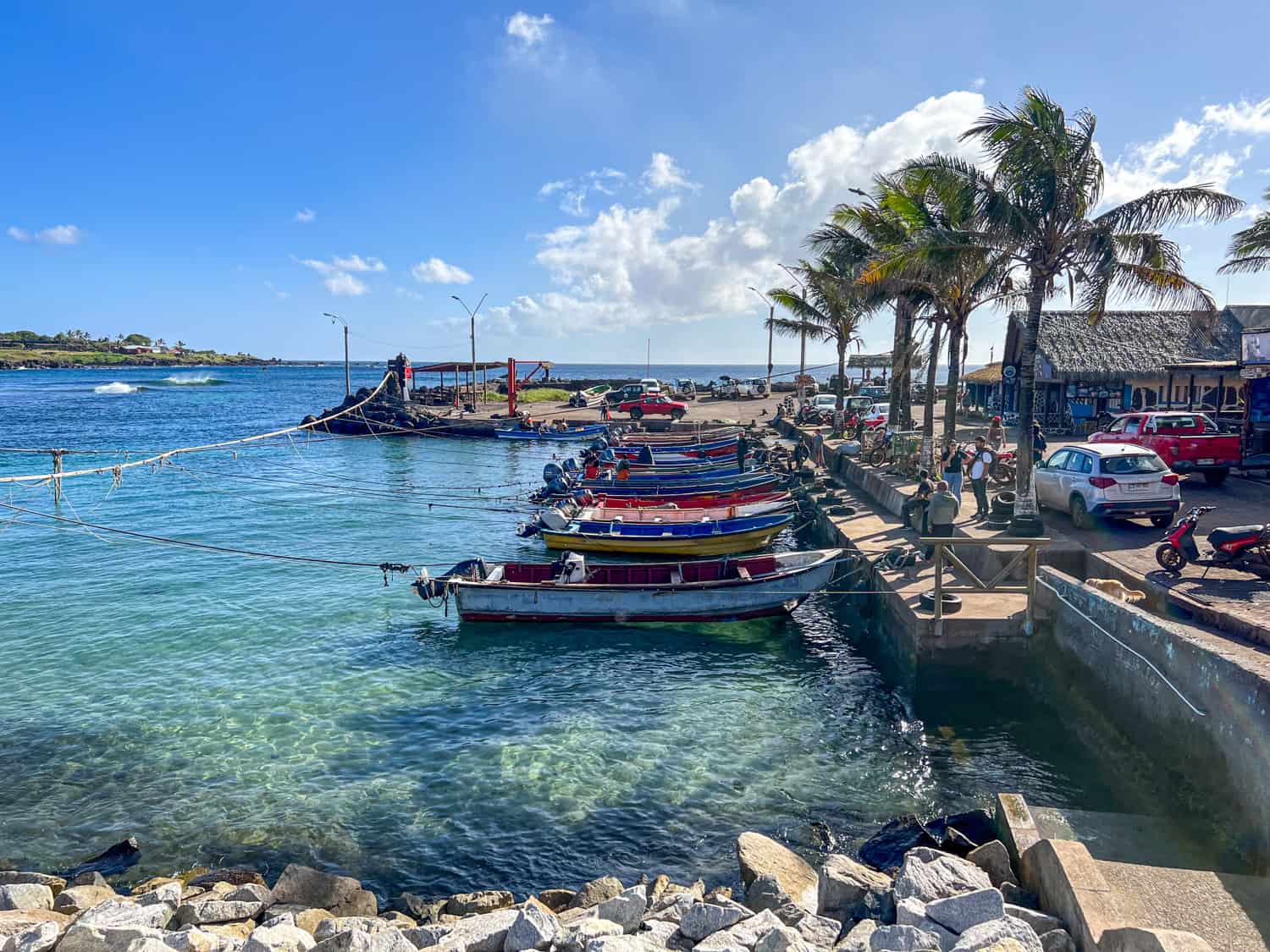 Fishing boats in Caleta Hanga Roa.