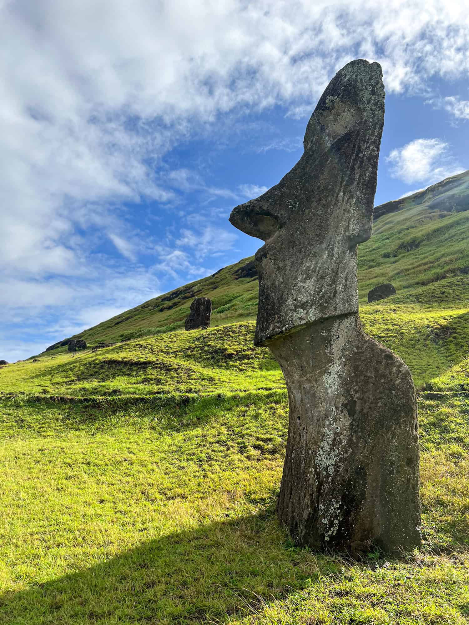 Silhouette of a moai.