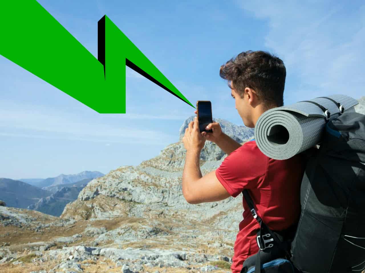 A backpacker using Truely eSIM to connect in the backcountry.