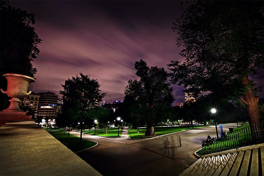 Boston Commons at night (photo by US Ghost Adventures).